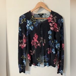 Lord and Taylor cashmere cardigan with bright florals.